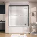 GETPRO Shower Door for Tub 60 in. W x 62 in. H Semi-Frameless Tub Door for Shower, Double Sliding Bypass Bath Tub Shower Glass Doors with 5/16 inch Tempered Glass Matte Black