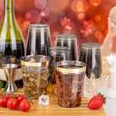 supernal 100 Pack 10oz Black and Gold Plastic Cups - Heavy Duty Disposable Party Cups, Fancy Drinking Tumblers for Wedding Receptions, Graduation Parties 2026, Birthdays & Cocktail Galas