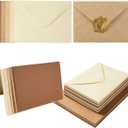 50 Pack Brown A6 Envelopes with Blank Cards Set, Envelopes 5 Colors with 4x6 Cardstock and Gold Stickers for Wedding Invitations  (Brown, 4x6)
