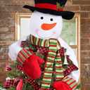 Christmas Tree Topper Snowman Top Hugger for Xmas Tree Holiday Decorations Winter Wonderland Decoration New Year Decorations Ornament with Hat Shawl and Poseable Arms