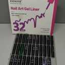 JODSONE Gel Polish Nail Art Gel Liner Set 32 Colors Orange Grey Pink Green Blue White Black Need U V Lamp Cured with Thin Brush,Nail Art Gifts for Women