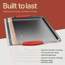 BAKKEN Cookie Sheets for Baking Nonstick Set - 3-Piece Stackable Carbon Steel Baking Sheet Pans Set with Silicone Handles, Non Toxic Cookie Sheets for Baking Bakeware Set - Gray Marble