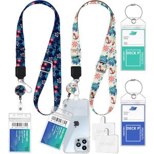 2-in-1 Cruise Lanyard Phone Holder, Crossbody Around Neck Ship Cards Cellphone Lanyards with Retractable Reel Waterproof Key Card Holder Luggage Tags for Carnival Royal Caribbean 2 Pack, Sea Turtle