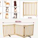23" H Dog Gate Indoor, Wooden Freestanding Pet Gate, Foldable Dog Barrier with Door, No-Painted Fence for Stair, Doorway- 3 Panels