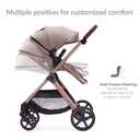 Lortsybab 2 in 1 Baby Stroller, Newborn Infant Toddler Convertible Pram Stroller for 0-36 Months Old Babies (Beige)