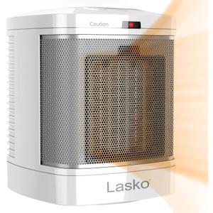 Lasko CD08200 Small Portable Ceramic Space Heater for Bathroom and Indoor Home Use, White, 6.25 x 6.25 x 7.65 inches
