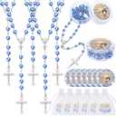 Tondiamo 24 Pcs First Holy Communion Bead Scented Rosaries for Baptism Gifts First Communion Memorial Gift for Guests Boys Girls Religious Event Beads Baptism Party Favor Primera Comunion(Blue)