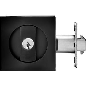Pocket Door Lock with Key,Privacy Door Hardware Suitable for Bathroom Bedroom etc Recessed 2 Sided, 2 3/8" Backset, Invisible Hardware for 1 3/8 to 2 3/16 Thickness Door (Black)