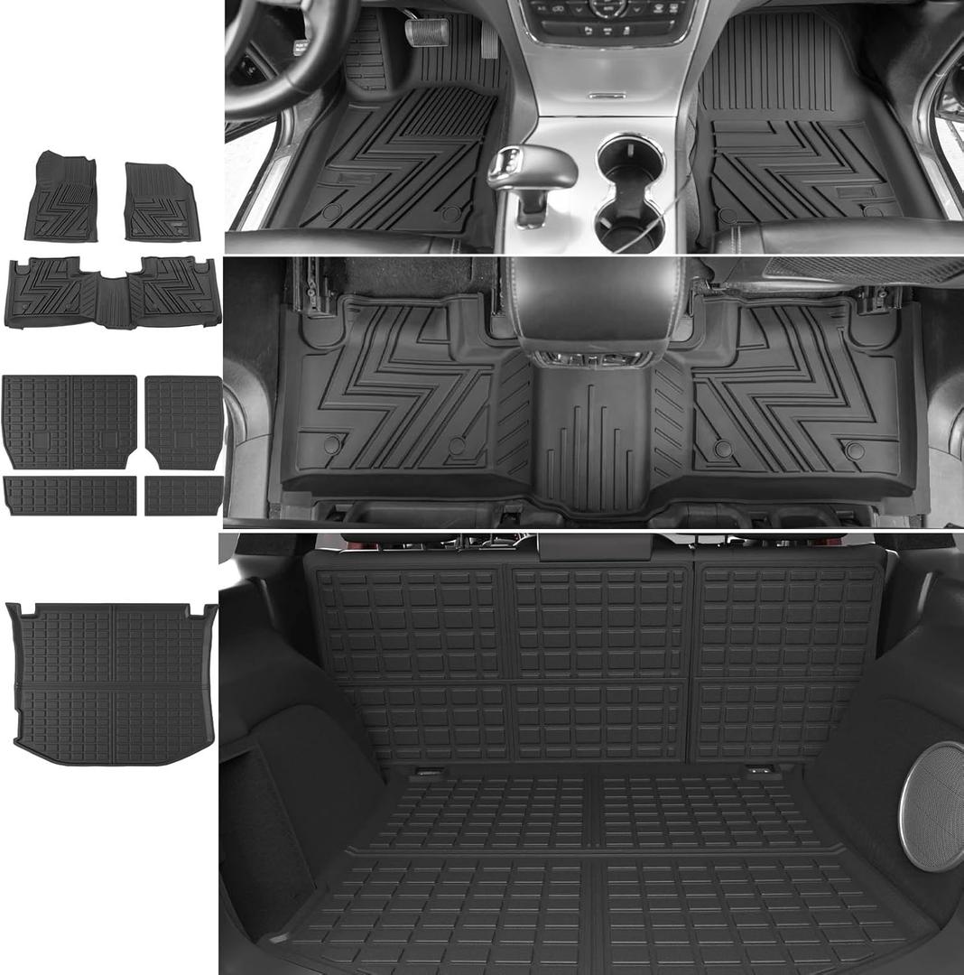 Floor Mat Trunk Mat Backrest Mat Compatible with 2011-2021 Jeep Grand Cherokee Cargo Liners Replacement for 2011-2021 Jeep Grand Cherokee Accessories(Rear Trunk Mat+Backrest Mat+Floor Mats)