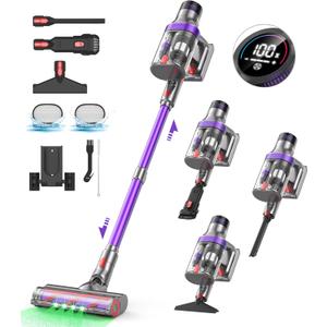 Cordless Vacuum Cleaner,65Mins/48Kpa/580W Powerful Suction Cordless Vacuum for Home,Self-Standing Stick Vacuum Cleaner,Portable 2L Cup Anti-Tangle Vacuum Pro for Hardwood Carpet Car
