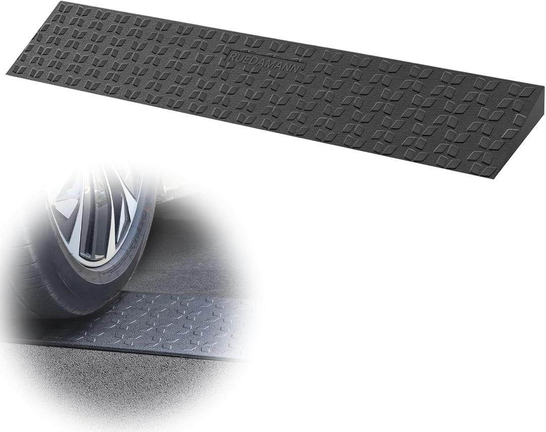 Ruedamann Rubber Threshold Ramp, 0.8" Rise Wheelchair Ramp, 1500 Lbs Capacity, 35" Wide Non-Slip Entry Ramp, Door Ramp, Curb Ramp for Wheelchairs, Scooter, Power Chairs, Driveways, Cuttable, Black