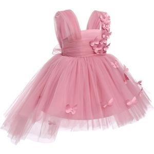 Flower Girls Butterfly High Low Tutu Dress for Kids Baby First Communion Wedding Party Dresses Toddler Little Princess Pageant Bridesmaid Birthday Baptism Tulle Gowns Dusty Pink Butterfly (3-4 Years)