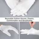 144pcs White Cotton Gloves for Dry Hands Sleeping, Breathable, Moisturizing Gloves White Cotton Glove Women for Dry Hand Moisturizing Cosmetic Eczema Hand Spa and Jewelry Inspection Serving-L