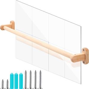 Juexica Montessori Mirror with Bar, Wooden Baby Pull up Bar Safety Mirror Set Infant Coordination Baby Standing Early Learning to Walk Mirror Wall Mounted Climbing Toy for Daycare(31.5 x 15.75 Inch) 