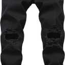 DGHM-JLMY Men's Ripped Zipper Denim Stretch Pants Knee Rips Zip Distressed Stretch Denim Pants Stretchy Fashion Holes Jeans