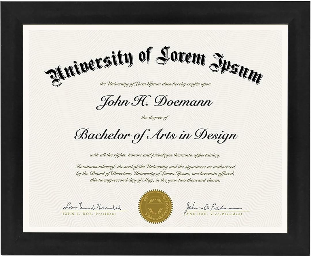 Americanflat 8.5x11 Diploma Frame with Shatter-Resistant Glass - Document Frames with Engineered Wood - Legacy Collection - Certificate Frame for Tabletop and Wall Display - Black