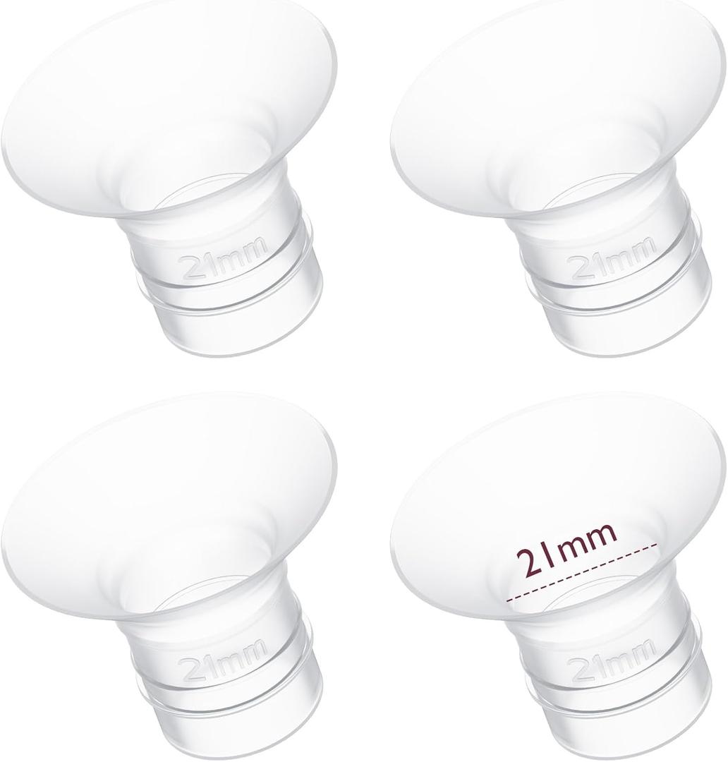 Momcozy Flange Insert 21mm Compatible with 24mm Flange/Shield of Most Pumps, Insert for Breast Pump Replacement Accessories, 4PCS 21mm (Transparent)