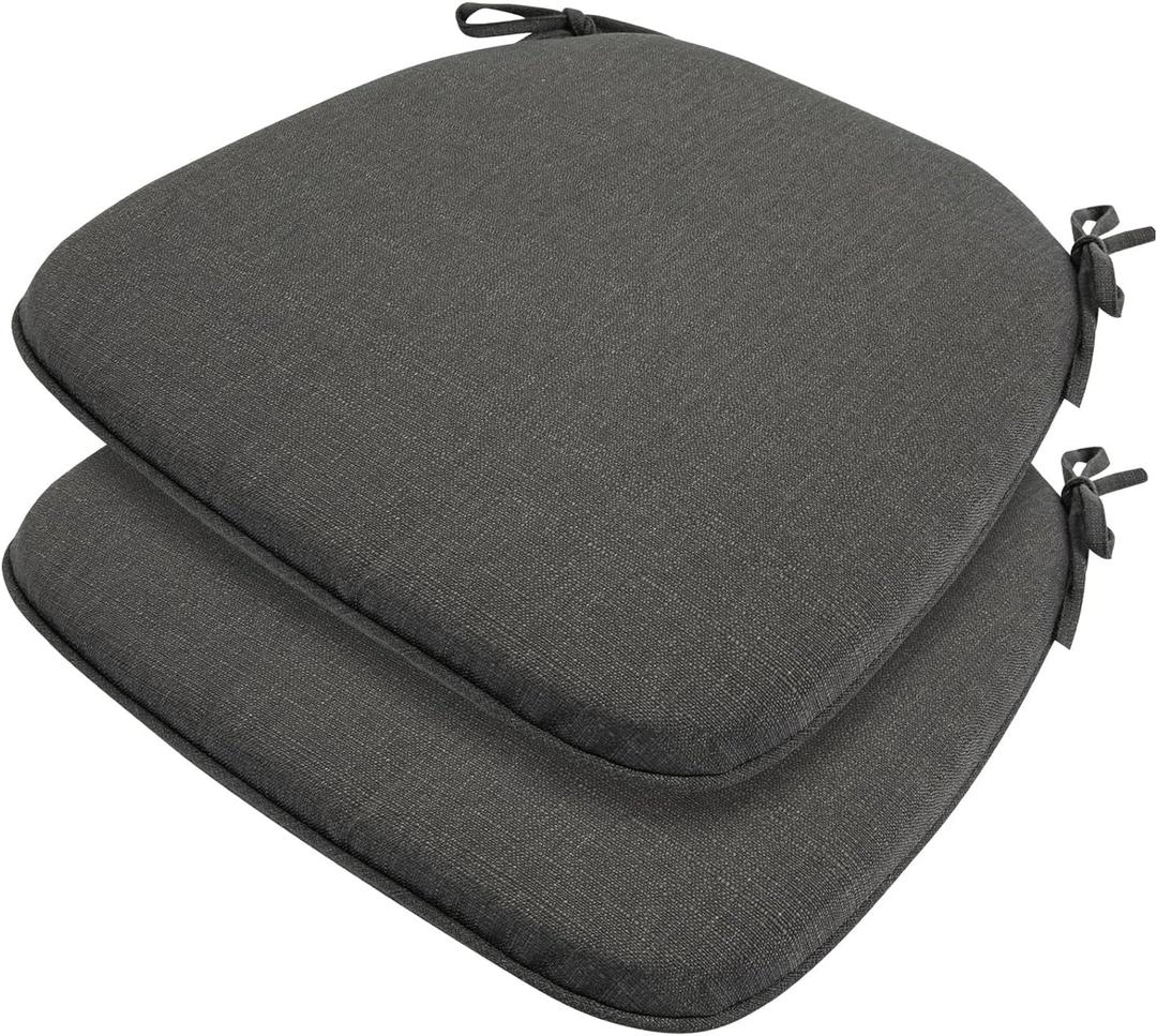 Outdoor Chair Cushions Set of 2,Patio Seat Cushion 17"x16"x2",U-Shaped Dining Chair Cushion 17 by 16 Inch,Water Resistant,Fade-Resistant Chair Pads for Kitchen Garden Furniture(Charcoal Gray)