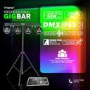 DragonX 4 Gig Bar DJ Lighting Stand  LED Stage RGB Par Lights, Lightweight Professional Strobe Light for Party, Disco Lights, Heavy Duty Tripod, Sound-Activated, Ideal for Band, Church and Concerts