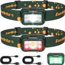 EverBrite Rechargeable Headlamp, 2 Pack Kids Headlamp with White/Red/Green Light and Memory Function, Head Lamp for Adult and Kid with 5 Modes, 120 Adjustable LED Headlamp for Camping, Running-Green