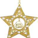 Custom Photo Ornament for Christmas Tree, Christmas Ornament with Picture Inside Hanging Projection Pendant Home Decor for Family Xmas Party Memorial Gifts (Star-gold)