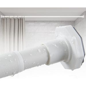 ALLZONE Tension Shower Curtain Rods No Drilling, 29 to 85 Inches, Spring Loaded Curtain Rods for Windows, Adjustable Shower Rod for Bathroom, Heavy Duty Tension Rod Fits Various Wall Types, White