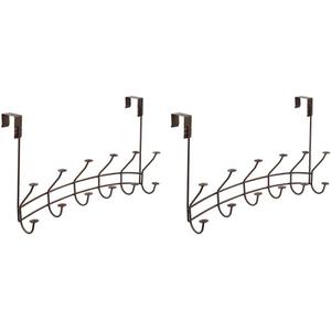 Spectrum Diversified Windsor Over The Door Hook Rack, 6 Hook, Bronze (Pack of 2)
