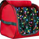 ZOBER Christmas Light Storage Reels - Christmas Light Organizer with 3 Plastic Wheels - 600D Oxford Fabric - Fits 200 Mini Lights per Spool, Lights Storage - Stitched Reinforced Handles - Red