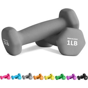Balelinko Home Gym Equipment Workouts Strength Training Weight Loss Pilates Weights Yoga Sets Weights for Women, Men, Seniors and Youth, 1 LB, Pair (Gray)