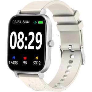 Smart Fitness Tracker Watch with Heart Rate Monitor, Activity Tracker with Pedometer, Sleep Monitor, Calories & Step Counter, Waterproof Smart Watch for Women Men Fitness Watch for Sports (Starlight)