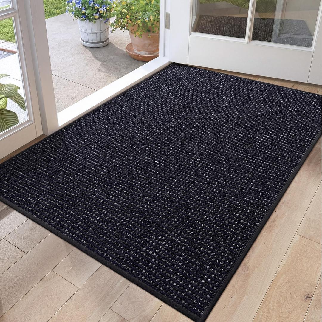 DEXI Indoor Door Mat for Entryway, 32x48 Inside Entry Mats Non Slip, Washable Low Profile Front Entrance Doormat Dirt Trapper for House Floor Patio Backdoor, Navy/Charcoal