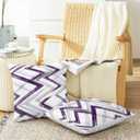 CaliTime Throw Pillow Covers Pack of 2 Cozy Fleece Abstract Geometric Fold Line Decorative Cushion Cases for Couch Bed Sofa Farmhouse Decoration 18 X 18 Inches Deep Purple Grey