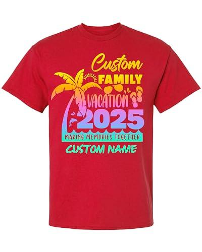 Port Company Custom Family Vacation 2025 Shirts, Matching Family Cruise T-Shirts, Perosonalized Trip 2025 T-Shirts, Group Summer Outfits, Unisex Red Medium