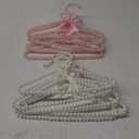 Threan Pearl Beaded Clothes Hanger Mini Pearl Beads Small Metal Clothes Hangers with Ribbon Standard for Kids Baby Children Pet Dog(White, Pink,12 Pcs)