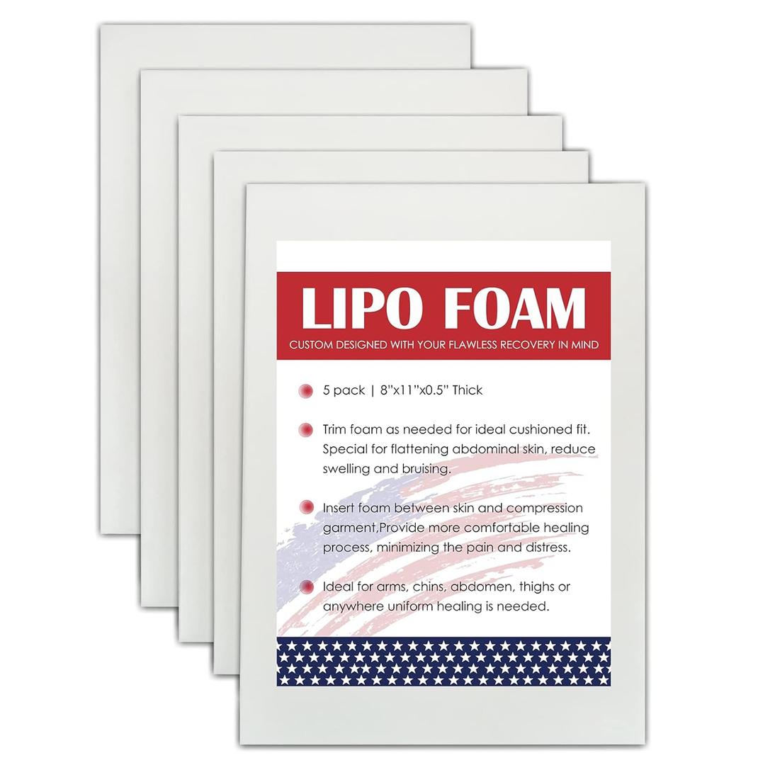 5 Pack Lipo Foam Pads for Post Surgery Ab Board Liposuction Surgery Flattening Abdominal Compression Garments Lipo Foam Sheets 8" x 11"