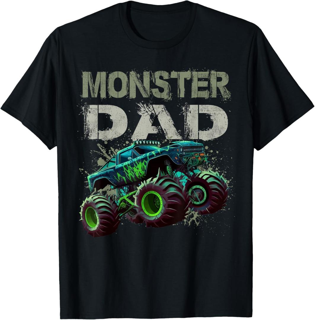 Monster Truck Dad Family Matching Monster Truck Lovers T-Shirt (Black, XL)