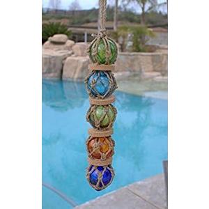 Moby Dick Specialties St/5 Japanese Glass Fishing Buoys 5 Assorted Colors Roped Together