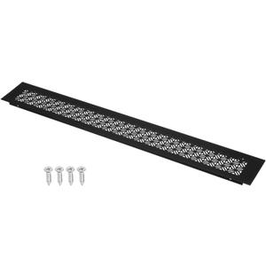 22 x 3 Inch (Duct Openings) Door Vent Cover, 1Set Aluminum Grille Ventilation Cover Louvered with Mounting Screws for Cabinet Wardrobe Door, Black (24 x 3 Inch Outer Size), One Size