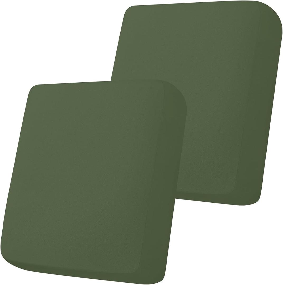 2 x Smiry Printed Couch Cushion Covers, Stretch Soft Couch Covers for Sofa, Washable Non-Slip Sofa Slipcover Furniture Protector for Indoor and Outdoor (2 Pack, Bronze Green)