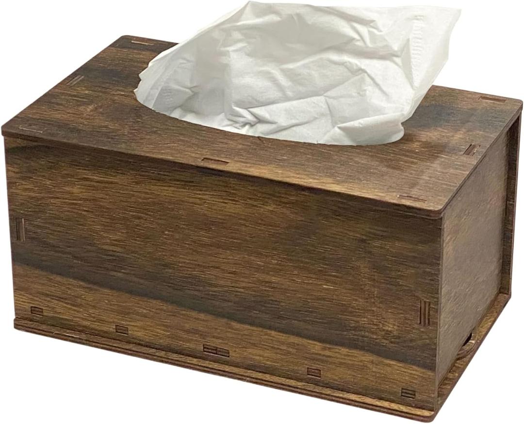 6 Pack Rectangle Tissue Box Cover (10 x 6 x 5 inches) Rustic Wood Tissue Box Holder with Slidingout Bottom Wooden Tissue Box Cover Cube for Tabletop Stands Bathroom Bedroom Dinner Table