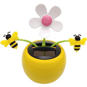 Solar Apple Blossom Bee Swinging Flower Ornament, Sunflower Windowsill Decoration with Dancing Honey Bee Toy