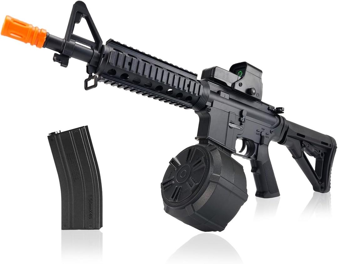 BIU BLASTER Gel Ball Blaster 280+ FPS,100+ Ft Range Full Size Splatter Ball Blaster7.4v 1200mAh Battery Electric Automatic Splat Blaster for Ages 14+ Years Outdoor Game (Black, mag+Drum)