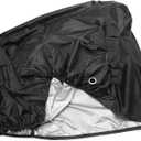 TIDTALEO Black Motorcycle Cover XXXL with Storage Bag UV Resistant Breathable Double Stitched Seams Elasticated Hem for Outdoor Rain Dust Snow Protection