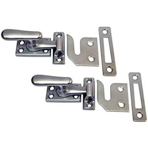 Solid Brass Casement Fastener Window Lock, Small, Brushed Satin Nickel, 2 Pack