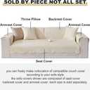 vctops Boho Cotton Quilted Couch Cover Soft Embroidered Sofa Cover Non-Slip Dog Bed Cover Scalloped Sofa Slipcover Washable Furniture Protector Cover (Cream,28"x70")