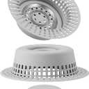 Shower Drain Hair Catcher, Bathtub Drain Cover Hair Trap Strainer Upgraded Protector with Silicone & Stainless Metal Designed for Pop-Up and Regular, Effective Without Slowing Drainage (Gray)
