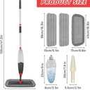 HOMTOYOU Microfiber Hardwood Floor Mop: Dust Spray Mops for Cleaning Wood Home Kitchen Floors - Wet Mopping & Dry Sweeping - 3 Reusable Refills & 1Pcs 400+ML Refillable Bottle