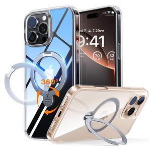 TORRAS 360° Spin Magnetic Stand Case for iPhone 16 Pro Max Case, Fit for MagSafe, 12FT Military Grade Protective Case for 16 Pro Max Phone Case with Kickstand Rotatable, Ostand Spin, Clear, 6.9 inch