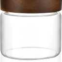 17 oz/500 ml Clear Glass Storage Canister with Airtight Wooden Screw Lid, Small Cute Decorative Glass Container Jar for Coffee,Spice,Candy,Salt,Cookie,Condiment,Pepper,Sugar,Overnight Oatmeal