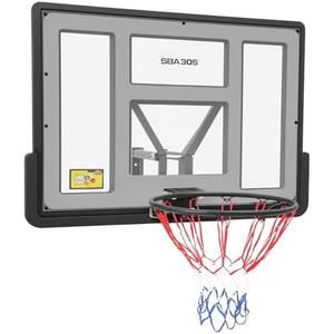 44'' Basketball Backboard and Rim Combo, Wall Mounted Basketball Hoops PET Shatter Proof Backboard and Competition Combo Durable Rim All-Weather Net for Indoor and Outdoor Use, Red Color